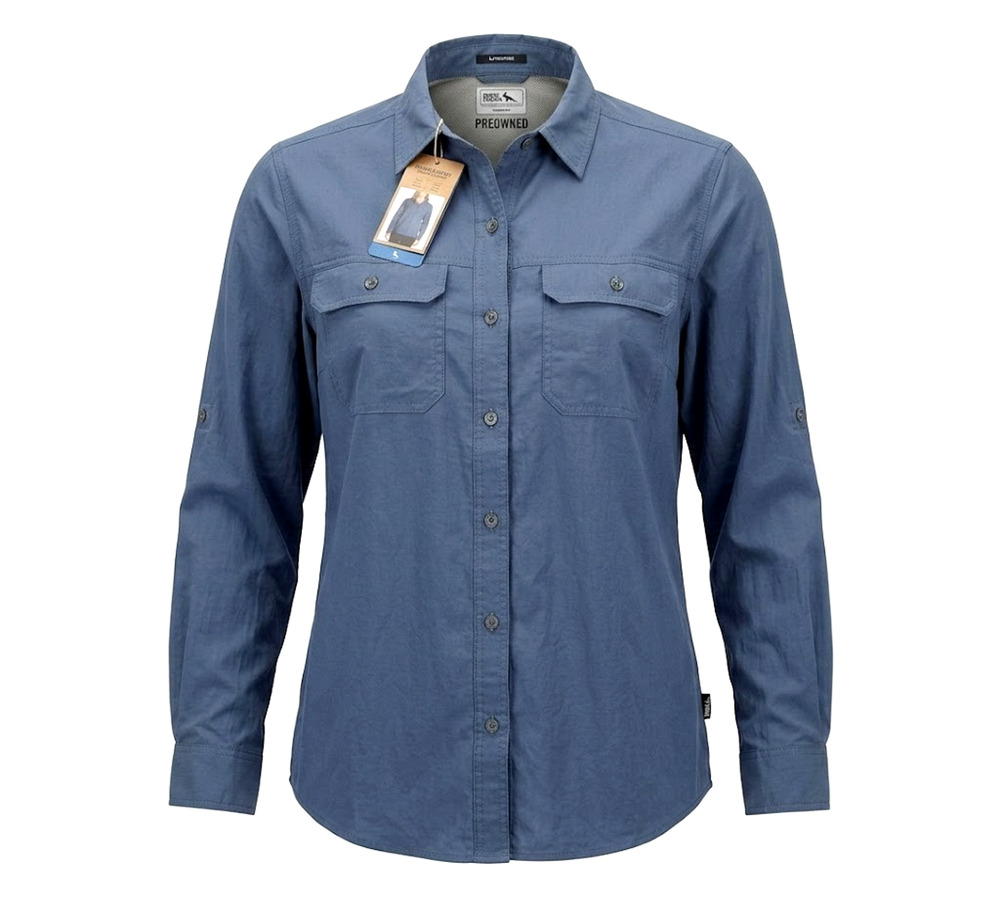 Eddie Bauer Women's Ripstop Shirt L Blue Moisture Wicking UPF 50+ Sun Protection